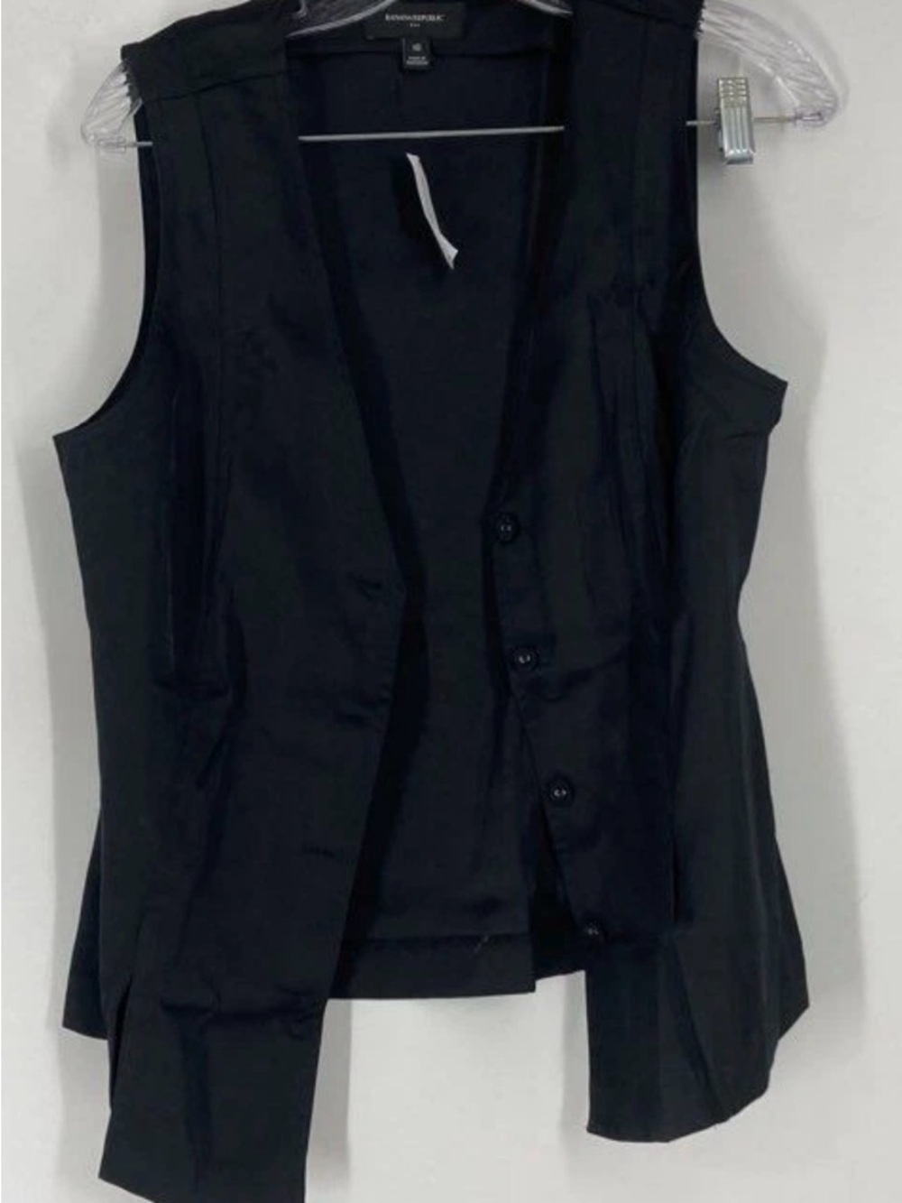 Banana Republic Black Sleeveless Button-Front Vest